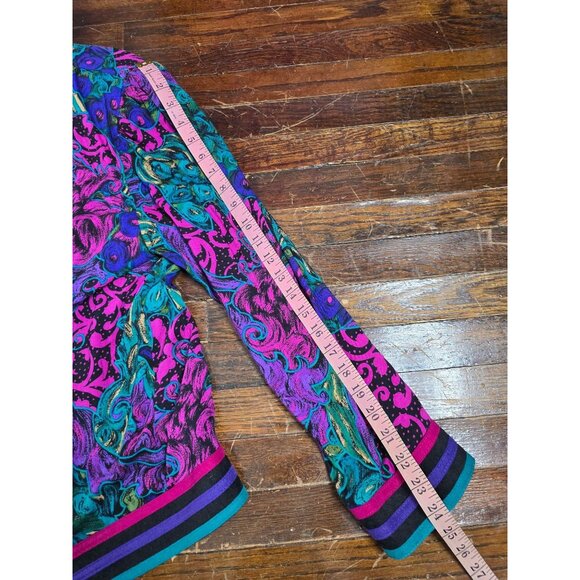 Vintage 80s Neon Paisley Pink Button Jacket Maximalist - Picture 9 of 12